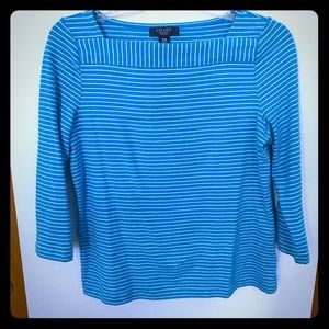 Chaps PM Turquoise and White Striped Top